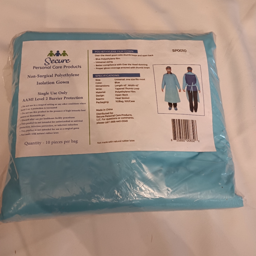 10pcs non surgical polyethylene insolation gown (35A)